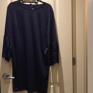 Blue Dress, flair lace sleeve